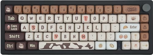 Cmokifuly MOA Profil-Tastenkappen, niedliche Tastenkappen, braune Schokolade, benutzerdefinierte Tastenkappen, ANSI- und ISO-Layout, 136 Tasten, PBT-farbige Tastenkappen für mechanische Tastaturen, von Cmokifuly