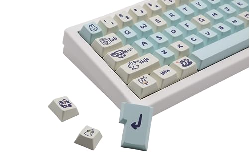 Comokifuly PBT Dye Sublimation Tastenkappen 143 Keycaps Set Langlebige Tastenkappen White Rabbit ISO Layout Tastenkappen Cherry Profil Custom Cute Tastenkappen für Mechanische Tastatur von Cmokifuly