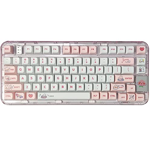 XDA Profile Tastenkappen,130 Tasten Tastenkappen Set,PBT Dye Sublimation Keycaps US-Layout Tastenkappen für Cherry MX Schalter Machanical Tastatur Keycaps (Rosa Kaninchen) von Cmokifuly