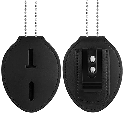 Cnanhuak Polizei-Ausweishalter, Rindsleder, Universal-Ausweishalter, Gürtelclip mit stationärer Metallclip und Kette für Beamte, schwarz, oval Cnanhuak Polizei-Ausweishalter, Rindsleder, Universal-Ausweishalter, Gürtelclip mit stationärer Metallclip und Kette für Beamte, schwarz, oval von Cnanhuak