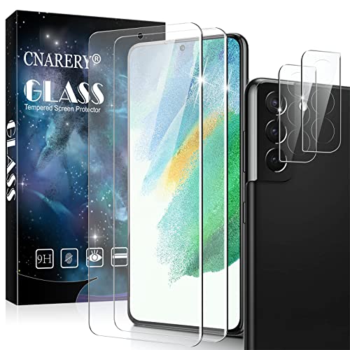 Cnarery [2+2] Schutzfolie für Samsung Galaxy S21 FE 4G/5G 6,4 Zoll, 2 Stücke Panzer Schutz Glas und 2 Stücke Kamera Schutzglas, [9H Härte] [Kratzfest] HD Klar Schutzglas S21 FE Displayschutz von Cnarery