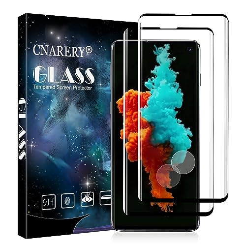 Cnarery 2 Stück Schutzfolie für Samsung Galaxy S10, Fingerabdruck-ID, Anti-Kratzen, Anti-Bläschen Gehärtetem Glas Displayschutzfolie für Samsung S10 (6.1 Zoll) 3D gebogenes Glas von Cnarery