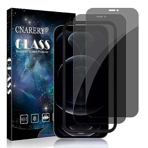 Cnarery 2 Stück Sichtschutz Schutzglas für iPhone 12 Pro Max 6.7 Zoll, 9H Härte Privacy Panzer Schutz Glas Folie, Anti-Spähen,Anti-Kratzen Gehärtetem Glas Displayschutz mit Installationswerkzeug von Cnarery