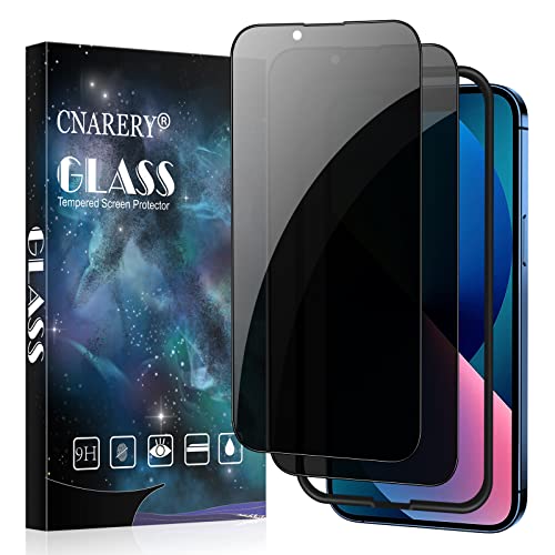Cnarery 2 Stück Sichtschutz Sichtschutzglas für iPhone 14/iPhone 13/iPhone 13 Pro(6,1 Zoll), 9H Härte Anti-Spy Displayschutzfolie mit einfacher Installation Rahmen [Blasenfrei] [Kratzfest] von Cnarery