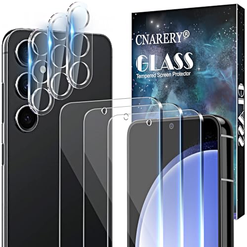 Cnarery für Samsung Galaxy S23 FE 5G Panzer Schutz Glas, 3 Stück 9H Schutzfolie mit 3 Stück Kameraschutz, Fingerabdrucksensor Kompatible, Anti-Kratzer, Bläschenfrei HD Schutzglas S23 FE Displayschutz von Cnarery