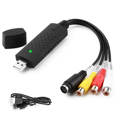 USB 2.0 Video Grabber Capture, RCA zu USB Audio Video Konverter mit Verlängerungskabel, konvertiert VHS Mini DV Hi8 DVD VCR zu Digital Konverter kompatibel mit Windows PC Mac Vista USB 2.0 Video Grabber Capture, RCA zu USB Audio Video Konverter mit Verlängerungskabel, konvertiert VHS Mini DV Hi8 DVD VCR zu Digital Konverter kompatibel mit Windows PC Mac Vista von Cncedi