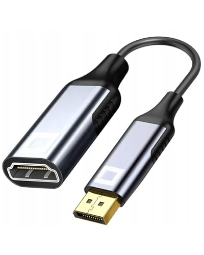 Co2 DisplayPort DP auf HDMI 2.1 Adapter 8K/60Hz, 4K/120Hz, 2K/240Hz, Full HD, Dynamic HDR DSC 3D HDCP 2.2 FEC, Plug & Play, 32.4 Gbps, Unidirektionales Kabel, Aluminium Space Gray (8K) von Co2