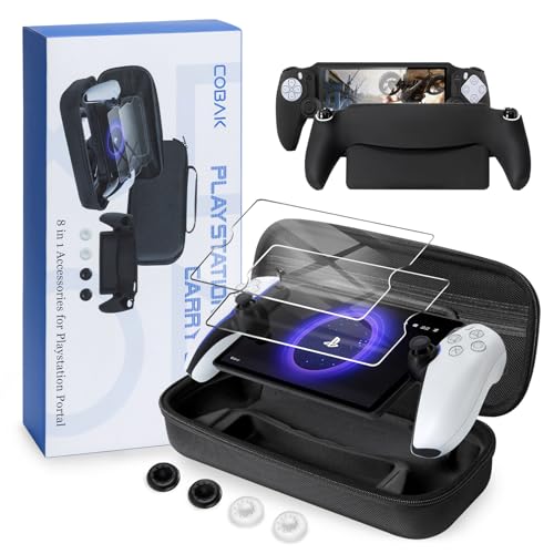 CoBak Hartschalenkoffer für Playstation Portal Remote Player - mit 2 Bildschirmschutzfolien, 1 Griffhülle, 4 Daumengriffkappen, Harte Außenhülle für PS5 Portal, Schwarz CoBak Hartschalenkoffer für Playstation Portal Remote Player - mit 2 Bildschirmschutzfolien, 1 Griffhülle, 4 Daumengriffkappen, Harte Außenhülle für PS5 Portal, Schwarz von CoBak