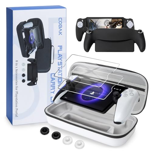 CoBak Hartschalenkoffer für Playstation Portal Remote Player - mit 2 Bildschirmschutzfolien, 1 Griffhülle, 4 Daumengriffkappen, Harte Außenhülle für PS5 Portal, weiß CoBak Hartschalenkoffer für Playstation Portal Remote Player - mit 2 Bildschirmschutzfolien, 1 Griffhülle, 4 Daumengriffkappen, Harte Außenhülle für PS5 Portal, weiß von CoBak