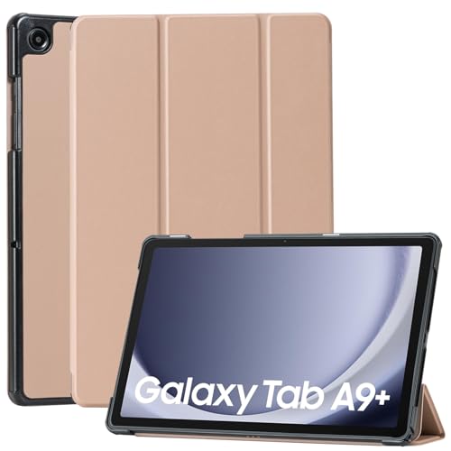 CoBak Hülle für Samsung Galaxy Tab A9+ / A9 Plus 2023 (SM-X210/X216/X218) 11 Zoll, Komplett neues PU-Leder Dreifach Falt Klapp Schutzhülle mit Auto Schlaf/Wach Funktion (Hellbraun) von CoBak