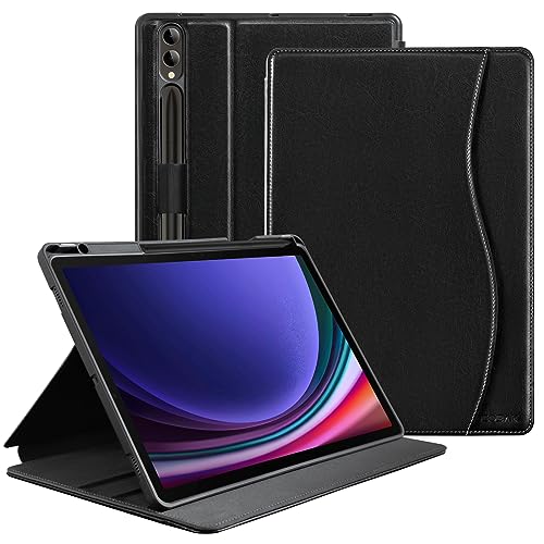 CoBak Hülle für Samsung Galaxy Tab S9 Plus (12,4 Zoll 2023), Anti-Rutsch-Rillen für mehrwinkeligen Stand Falt Klapp Schutzhülle mit Auto Schlaf/Wach Funktion -Mit Einsteckfach Schwarz von CoBak