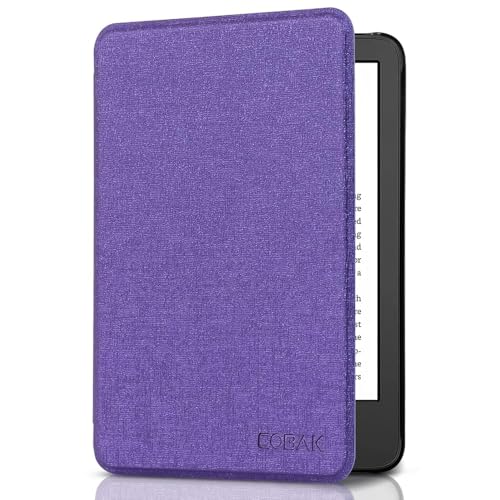 CoBak Kindle Hülle für 6" Neu Kindle (11. Generation, 2022) e-Reader, Leichte Schutzhülle mit Auto Schlaf/Wach Funktion Smart Cover, Stoff lila von CoBak