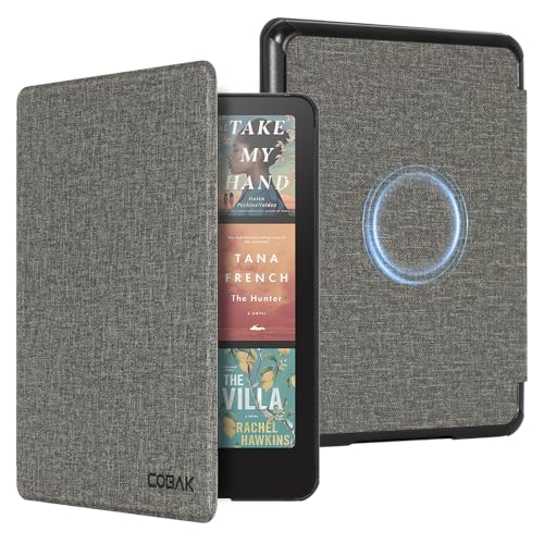CoBak Magnetic Hülle für 7“ Kindle Paperwhite 12th Gen 2024 und Kindle Colorsoft - Kompatibel mit iPhone MagSafe, für Samsung/Belkin/Anker Wireless Charging Pads, Auto Sleep Wake, Grau von CoBak