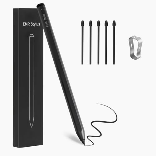CoBak EMR Stylus für Remarkable 2 Tablet und Kindle Scribe mit Radiergummi - Didital Marker Plus Pen Writing mit Palm Rejaction, Tilt Support und 4096 Druckempfindlichkeit, Schwarz mit 5 Stiftspitzen von CoBak