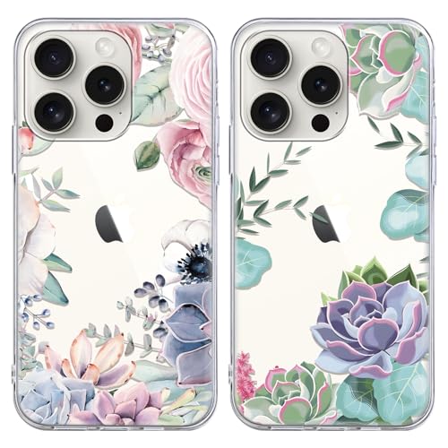 Coalbooliy 2 Stück HandyHülle für Apple iPhone 15 Pro Hülle 6,1", Transparent Hülle mit Aesthetic Blume Muster Ultra Dünn Klar Silikon Case Weich TPU Stoßfeste Schutzhülle für Mädchen Cover, 10 Coalbooliy 2 Stück HandyHülle für Apple iPhone 15 Pro Hülle 6,1", Transparent Hülle mit Aesthetic Blume Muster Ultra Dünn Klar Silikon Case Weich TPU Stoßfeste Schutzhülle für Mädchen Cover, 10 von Coalbooliy