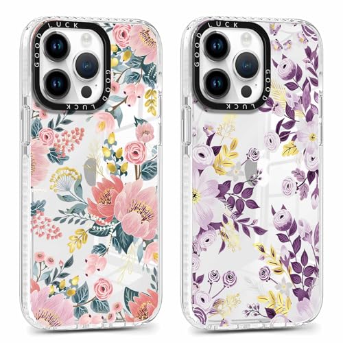 Coalbooliy 2 Stück HandyHülle für Apple iPhone 15 Pro Hülle 6,1", Transparent Hülle mit Aesthetic Blume Muster Ultra Dünn Klar Silikon Case Weich TPU Stoßfeste Schutzhülle für Mädchen Cover, 13 von Coalbooliy