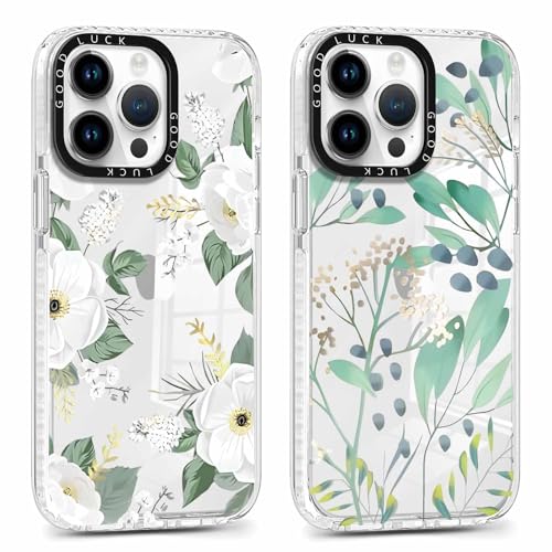 Coalbooliy 2 Stück HandyHülle für Apple iPhone 15 Pro Hülle 6,1", Transparent Hülle mit Aesthetic Blume Muster Ultra Dünn Klar Silikon Case Weich TPU Stoßfeste Schutzhülle für Mädchen Cover, 12 von Coalbooliy