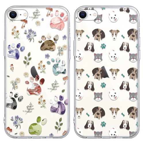 Coalbooliy 2 Stück HandyHülle für Apple iPhone 7/8/iPhone SE 2022/2020 Hülle 4,7", Transparent Hülle mit Aesthetic Fußabdruck Muster Silikon Case Weich TPU Stoßfeste Schutzhülle für Mädchen Cover, 09 von Coalbooliy