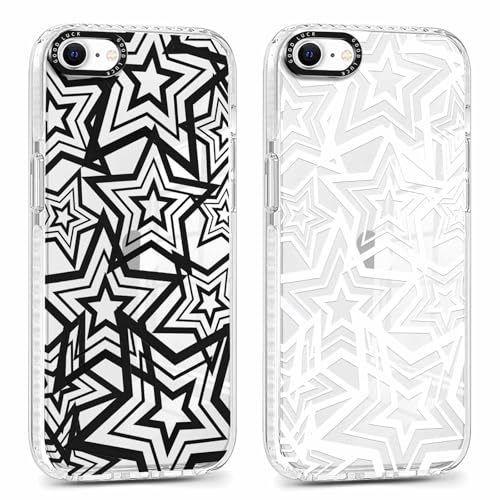 Coalbooliy 2 Stück HandyHülle für iPhone 7/8/iPhone SE 2022/2020 Hülle 4,7", Transparent Hülle mit Aesthetic Stern Muster Ultra Dünn Silikon Case Weich TPU Stoßfeste Schutzhülle für Mädchen Cover, 17 von Coalbooliy