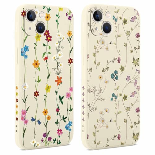 Coalbooliy 2 Stück Hülle für Apple iPhone 13 6,1", Handyhülle mit Aesthetic Muster Frauen Mädchen Blume Muster Design Weiß Case Silikon TPU Bumper Schutzhülle Cover, 02 Coalbooliy 2 Stück Hülle für Apple iPhone 13 6,1", Handyhülle mit Aesthetic Muster Frauen Mädchen Blume Muster Design Weiß Case Silikon TPU Bumper Schutzhülle Cover, 02 von Coalbooliy