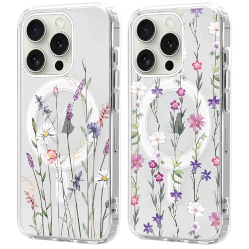Coalbooliy 2 Stück Magnetisch HandyHülle für iPhone 15 Pro Hülle 6,1”, Aesthetic Blume Muster Kompatibel mit Magsafe Silikon Transparent Case Dünn Weich TPU Stoßfeste Schutzhülle Mädchen Cover, 09 Coalbooliy 2 Stück Magnetisch HandyHülle für iPhone 15 Pro Hülle 6,1”, Aesthetic Blume Muster Kompatibel mit Magsafe Silikon Transparent Case Dünn Weich TPU Stoßfeste Schutzhülle Mädchen Cover, 09 von Coalbooliy