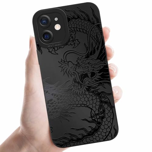 Coalbooliy Handyhülle für iPhone 11 hülle 6,1'', Aesthetic Drachen Muster Design Schwarz Weiche TPU Silikon Stoßfest Kameraschutz Schutzhülle Bumper Ultra Dünn Mädchen Case, 06 von Coalbooliy