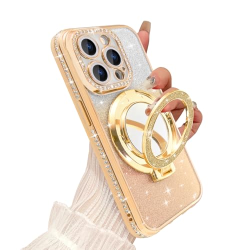 Coalbooliy Handyhülle für iPhone 14 Pro Hülle Glitzer 6,1" kompatibel mit Mag-Safe, Durchsichtig mit Ständer Spiegel Makeup Pailletten Magnetische Schutzhülle Silikon Cover für Mädchen, Golden Coalbooliy Handyhülle für iPhone 14 Pro Hülle Glitzer 6,1" kompatibel mit Mag-Safe, Durchsichtig mit Ständer Spiegel Makeup Pailletten Magnetische Schutzhülle Silikon Cover für Mädchen, Golden von Coalbooliy