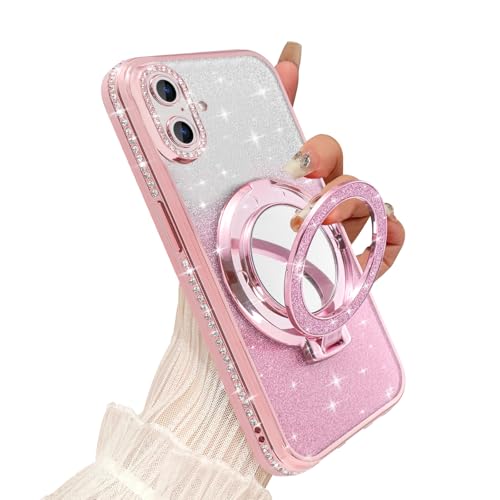 Coalbooliy Handyhülle für iPhone 16 Hülle Glitzer 6,1" kompatibel mit Mag-Safe, Durchsichtig mit Ständer Spiegel Makeup Pailletten Magnetische Schutzhülle Weiches Silikon Cover für Mädchen, Rosa Coalbooliy Handyhülle für iPhone 16 Hülle Glitzer 6,1" kompatibel mit Mag-Safe, Durchsichtig mit Ständer Spiegel Makeup Pailletten Magnetische Schutzhülle Weiches Silikon Cover für Mädchen, Rosa von Coalbooliy