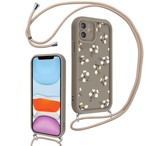 Coalbooliy Handykette für iPhone 11 Hülle 6,1" mit Band, Blume Braun Muster Verstellbarer Halskette Handyhülle Kordel zum umhängen Kette Silikon Case Bumper Kamera Schutzhülle Cover, 01 Coalbooliy Handykette für iPhone 11 Hülle 6,1" mit Band, Blume Braun Muster Verstellbarer Halskette Handyhülle Kordel zum umhängen Kette Silikon Case Bumper Kamera Schutzhülle Cover, 01 von Coalbooliy