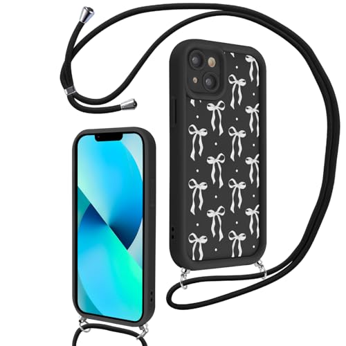 Coalbooliy Handykette für iPhone 13 Hülle 6,1" mit Band, Schleife Schwarz Muster Verstellbarer Halskette Handyhülle Kordel zum umhängen Kette Silikon Case Bumper Kamera Schutzhülle Cover, 02 Coalbooliy Handykette für iPhone 13 Hülle 6,1" mit Band, Schleife Schwarz Muster Verstellbarer Halskette Handyhülle Kordel zum umhängen Kette Silikon Case Bumper Kamera Schutzhülle Cover, 02 von Coalbooliy