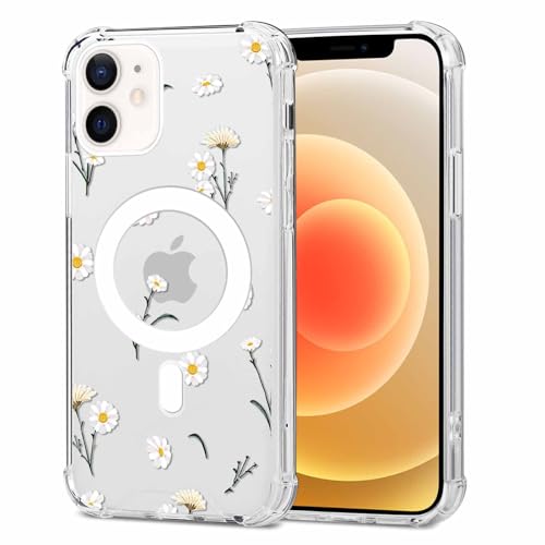 Coalbooliy Magnetisch Hülle für iPhone 11 Hülle 6,1" kompatibel mit MagSafe Wireless Charging, Silikon Transparent Handyhülle mit Florale Blumen Muster Design Hart PC Cover, 03 von Coalbooliy