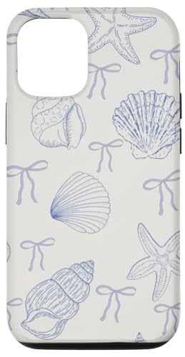 Hülle für iPhone 12/12 Pro Coastal Enkeldaughter Aesthetic Preppy Shells Ozeanblaue Schleife von Coastal Granddaughter Shells Ocean Blue Bow