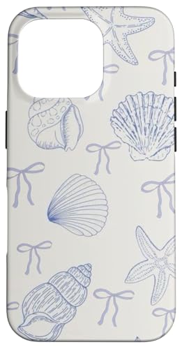 Hülle für iPhone 16 Pro Coastal Enkeldaughter Aesthetic Preppy Shells Ozeanblaue Schleife von Coastal Granddaughter Shells Ocean Blue Bow