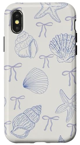 Hülle für iPhone X/XS Coastal Enkeldaughter Aesthetic Preppy Shells Ozeanblaue Schleife von Coastal Granddaughter Shells Ocean Blue Bow
