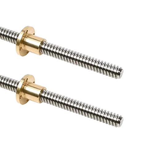 Coavoo 2 Stück T8 8mm T8 x 8 Tr8x8 Gewindespindel 200 mm Länge mit T8 Messingmutter (Acme Gewinde, Leitspindel Durchmesser: 8 mm, Steigung :2mm, Blei 8 mm, 4 Start) Verwendet in 3D Drucker Z-Achse von Coavoo