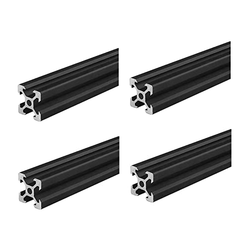 Coavoo AluProfil 2020 Alu Profil 300mm V Typ Schwarz Aluminium Profile 20x20 Europäischer Standard Eloxierte Linearschiene Extrusion 4 Stück, für DIY 3D Drucker und CNC von Coavoo