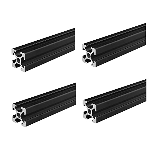 Coavoo AluProfil 2020 Alu Profil 450mm T Typ Schwarz Aluminium Profile 20x20 Europäischer Standard Eloxierte Linearschiene Extrusion 4 Stück, für DIY 3D Drucker und CNC von Coavoo