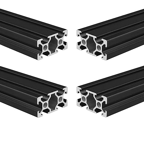 Coavoo AluProfil 2040 Alu Profil 200mm T Typ Schwarz Aluminium Profile 20x40 Europäischer Standard Eloxierte Linearschiene Extrusion 4 Stück, für DIY 3D Drucker und CNC von Coavoo