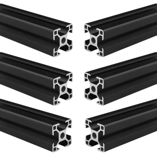 Coavoo AluProfil 3030 Alu Profil 300mm T Typ Schwarz Aluminium Profile 30x30 Europäischer Standard Eloxierte Linearschiene Extrusion 6 Stück, für DIY 3D Drucker und CNC von Coavoo
