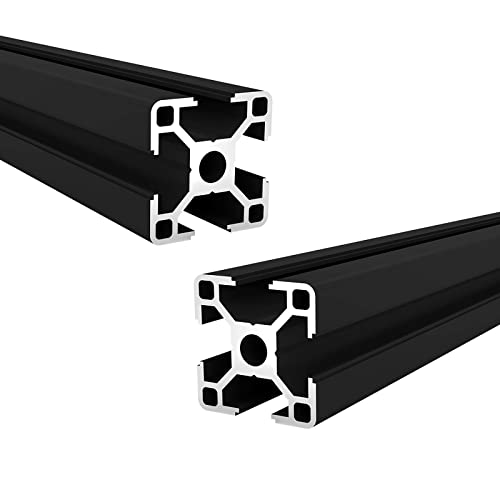 Coavoo AluProfil 3030 Alu Profil 800mm T Typ Schwarz Aluminium Profile 30x30 Europäischer Standard Eloxierte Linearschiene Extrusion 2 Stück, für DIY 3D Drucker und CNC von Coavoo