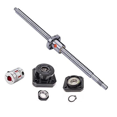 Coavoo SFU1204 1160mm Kugelumlaufspindel, Durchmesser 12mm 4mm Gewindeteigung Spielfreie Kugelgewinde C7 mit Kugelgewindemutter mit FK10 / FF10 Unterstützung und 5 x 8 mm Kupplungssatz für CNC von Coavoo