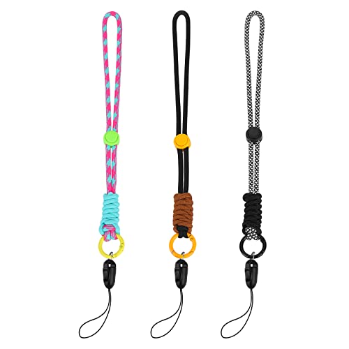 Cobee 3 Stück Handschlaufe Lanyards, buntes Nylon Handgelenkband mit Verstellbarer Schnalle, universelle Kurze Handschlaufe kompatibel mit Handy, Kamera, Schlüssel, ID Namensschild, Geldbörse von Cobee