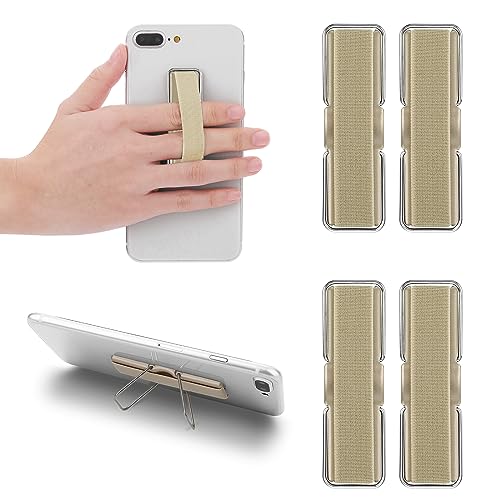 Cobee Fingerschlaufe Handyhalter, 4 Stück Handygriffhalter Elastischer Ständer für Handys Anti-Silp Geflochtenes Fingerband Kompatibel mit Smartphones, Kleine Tablets (Gold) von Cobee