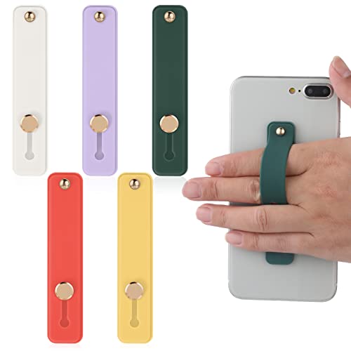 Cobee Phone Loop Finger Holder, 5pcs Handy Grip Straps Silikon Phone Finger Strap Finger Handy Grip Universal Finger Kickstand für die meisten Smartphones (Gelb, Lila, Weiß, Grün, Rot) von Cobee