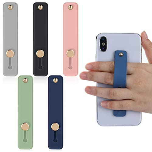 Smartphone Fingerhalter - Handy Fingerhalterung Handy Halter Ständer Griff - Handy Halterung, 5 Stück Handy-Griffbänder, Silikon-Fingerschlaufe, Finger-Handy-Griff (Schwarz, Blau, Rosa, Grün, Grau) von Cobee