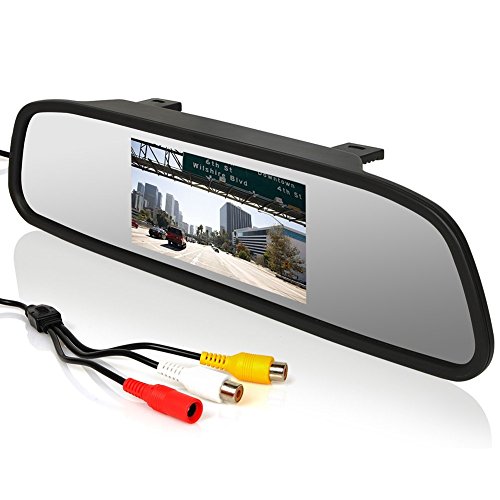 CoCar 12-24V 4.3" Auto Rückspiegel Display Monitor LCD TFT Bildschirm für LKW PKW Rückfahrkamera/Frontkamera/DVD Media Player/Sicherheit Fahr 2 Cinch RCA von Cocar