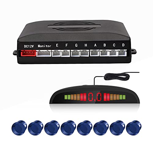 CoCar Auto Rückfahrwarner Einparkhilfe 8 Sensoren Einparkassistent Einparksystem PDC + LED Anzeigen + Akustische Warnung - Blau von Cocar