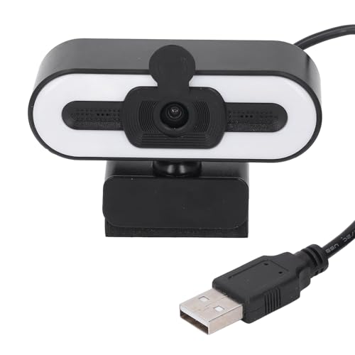 1080P HD-Webcam mit 120°-Weitwinkelobjektiv, 360°-Drehung, Integriertes Ringlicht, 3 Modi, USB 2.0, Plug-and-Play für Videokonferenzen, Live-Streaming, Webkamera von Cocoarm