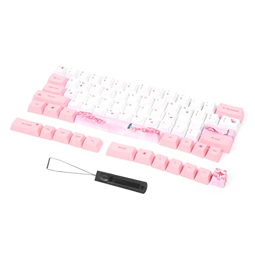 73pcs Schlüsselkaps Keyboard Caps Mechanische Taste PBT Sublimation Kirschblütenmuster mit Reichen Farben für Universelle Mechanische Tastatur (6064 Mädchen) von Cocoarm