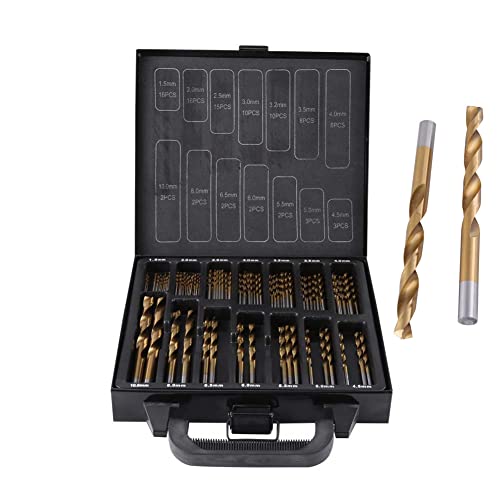 99-teiliges Bohrer Set, 1,5 mm-10 mm Titanbeschichteter Schnellarbeitsstahl HSS-Bohrer Metallbohrer Set Spiralbohrer Bohrersets mit Werkzeugkasten Für Akkuschrauber Bohrmaschine von Cocoarm